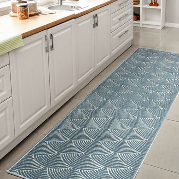 Porter Geometric Art Deco Fan Pattern High-low Area Rug